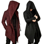 Steampunk Men Gothic Male Hooded Irregular Red Black Trench Vintage Mens Outerwear Cloak Fashion trench coat men X9105