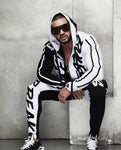 2019 new European and American sports casual suit for men monochromatic pants hooded zipper jacket Mextonmen autumn/winter style