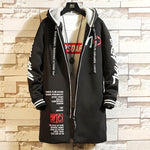 North Winter Jacket Men Hip Hop Long Trench Coat Man Steam Punk Korean Hoodies Windbreaker Face Plus Size 3XL Clothing 2019