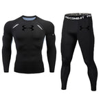 Pattern 2 pieces / set compression men's sports suit quick-drying running suit long sleeve clothes training gym fitness sportswe