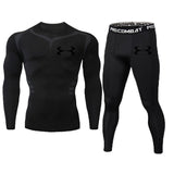 Pattern 2 pieces / set compression men's sports suit quick-drying running suit long sleeve clothes training gym fitness sportswe