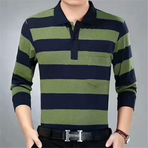 2017 brand men fashion Casual solid polo shirt  clothing autumn winter new men polo High quality long sleeves striped polo shirt