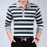 2017 brand men fashion Casual solid polo shirt  clothing autumn winter new men polo High quality long sleeves striped polo shirt