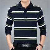 2017 brand men fashion Casual solid polo shirt  clothing autumn winter new men polo High quality long sleeves striped polo shirt