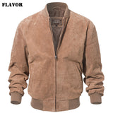 FLAVOR Men Classic Real Pigskin Coat Genuine Baseball Bomber Leather Jacket