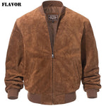 FLAVOR Men Classic Real Pigskin Coat Genuine Baseball Bomber Leather Jacket