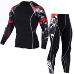 3D Teen Wolf Clothing Winter Thermal Underwear  Men MMA Compression Crossfit Shirts Clothing Men's Fitness Leggings T-Shirt Set