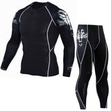 Rashgard male 2019 winter 3D Teen Wolf Set Men Compression Clothing Crossfit Thermal Underwear Men's Fitness Set MMA Clothing